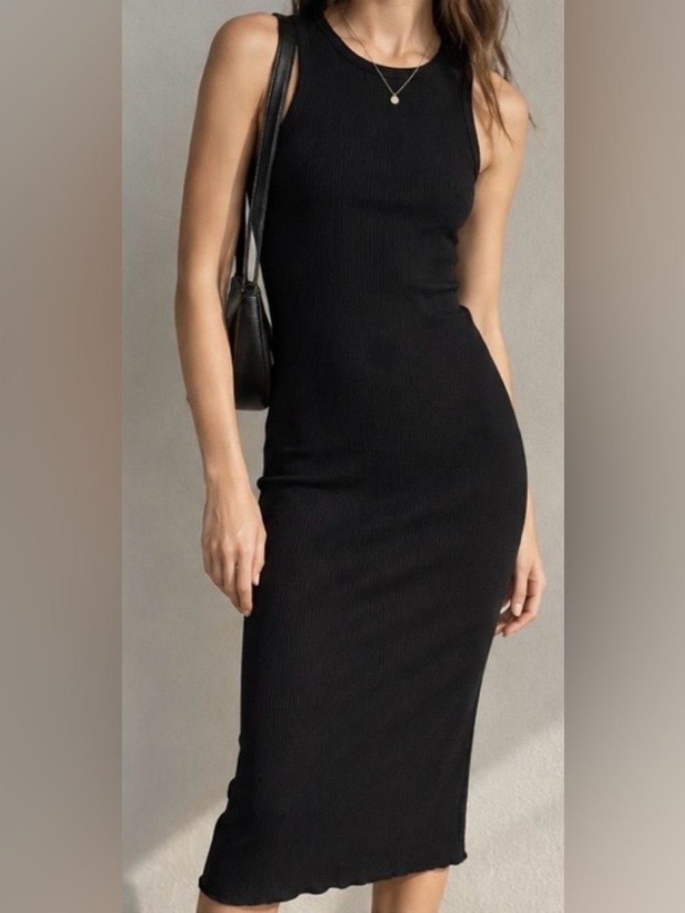 Brandy Melville Ribbed Black Tank Dress